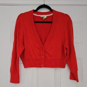 Fervour Women's Red Cardigan Crop Sweater Size XL